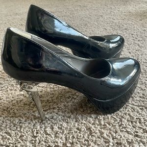 Black studded platform heels